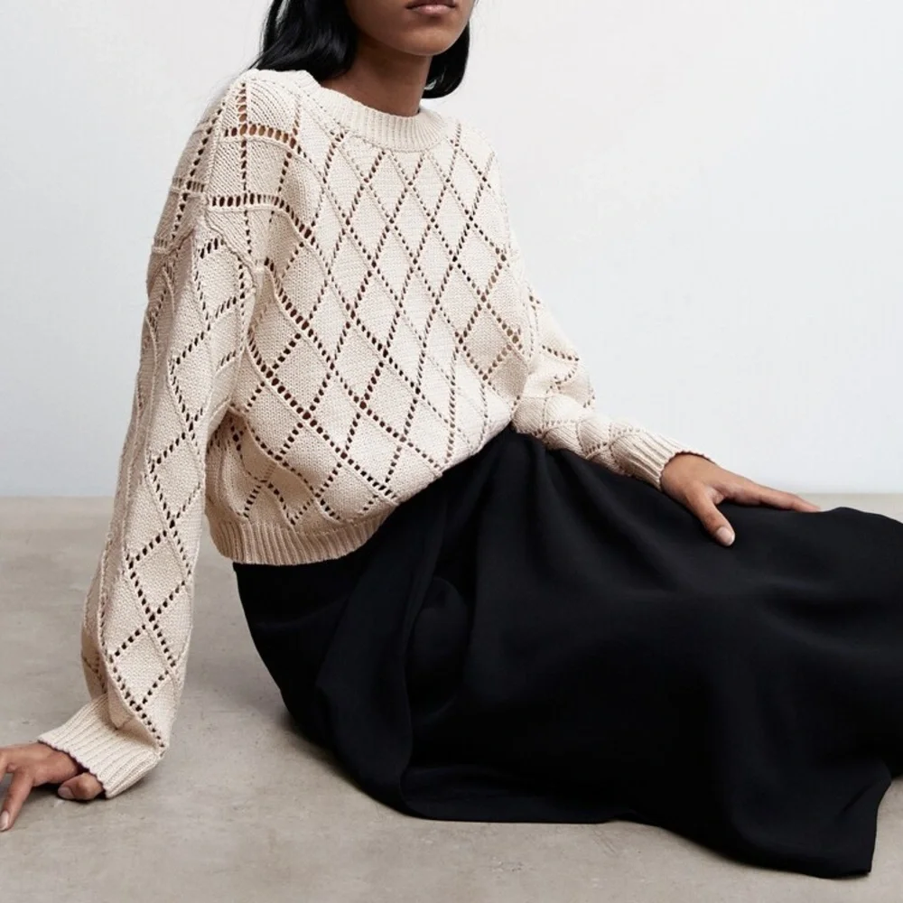 ✨LIKE NEW✨ Mango Aleta Cotton cropped openwork sweater - Picture 6 of 15